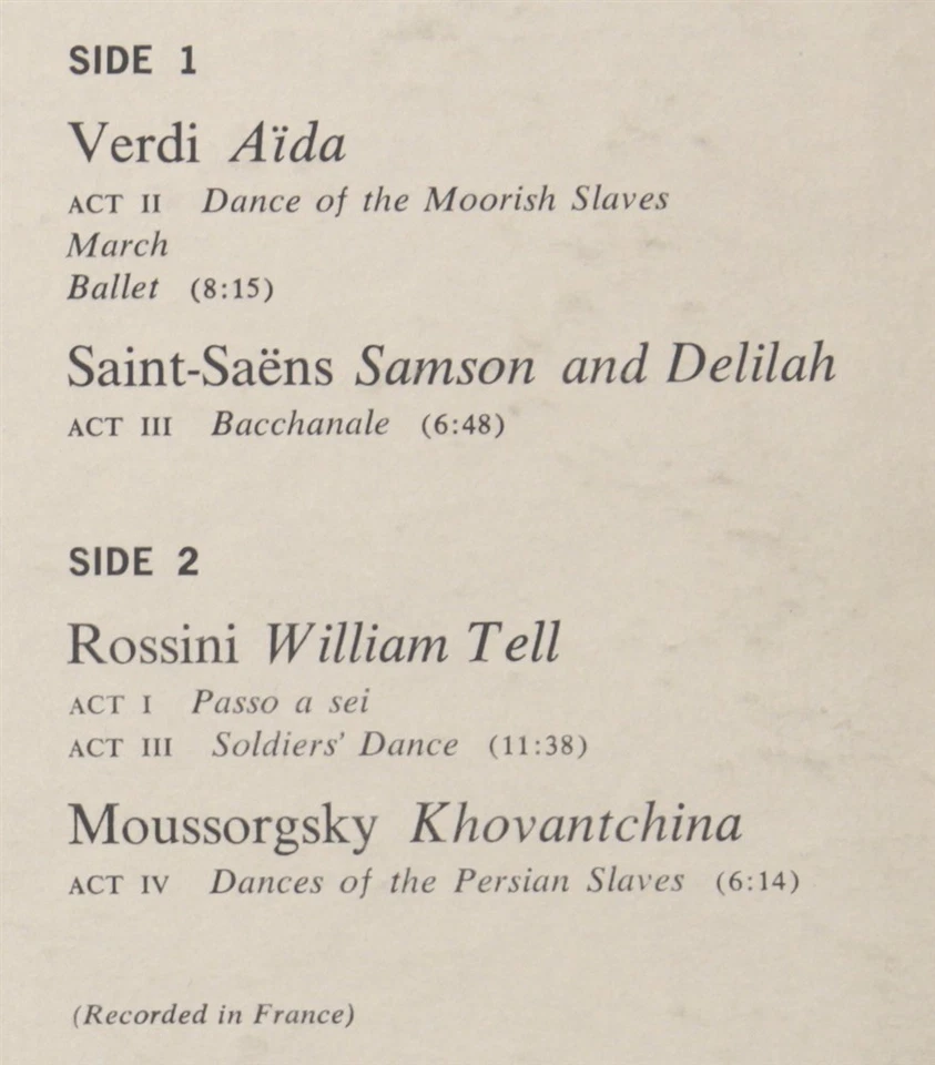 LSC 2400 SD 1s1s Ballet Music from Opera, Fistoulari, Paris Conservatory Orch. - Image 4 of 4