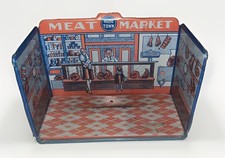 Vintage Marx Hometown Meat Market Diorama Tin Lithograph Toy - Extremely Rare