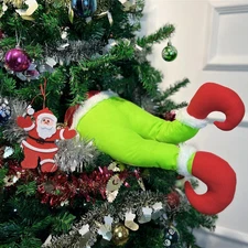 Christmas Elf Body Tree Decorations, Christmas Green Monster Stole Xmas Tree Top
