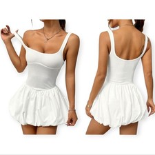Shein White Sleeveless Bubble Mini Tank Dress 6