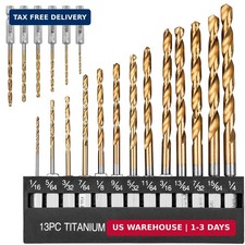 19 PCS Hex Shank Drill Bit Set, 1/16"-1/4" HSS Titanium Coated Twist Bits for Me