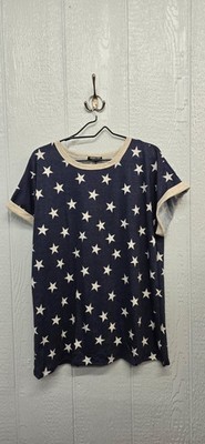 New 1X HEIMISH USA Navy Tee with Cream Trim