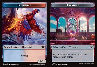 MTG Secrets of Strixhaven TOKEN Elemental #0003 Treasure #0012 PLAYSET 4X X4