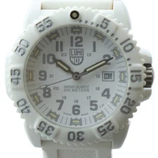 Luminox 3050/3950 Quartz Watch White Dial Date Logo Men's Used From Japan