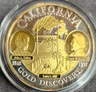 2000 California Sesquicentennial Gold Gilded 1 oz .999 Silver with Gold Nugget