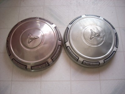 (2) 1969 - 1974 Dodge Dog Dish Hub Cap Covers 9 inch both have dents & scratches