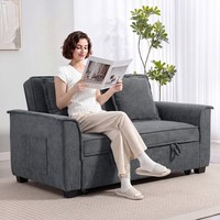Homcom Futon-Schlafsofa, 2-Sitzer, RüCkenlehne Verstellbar, Dunkelgrau