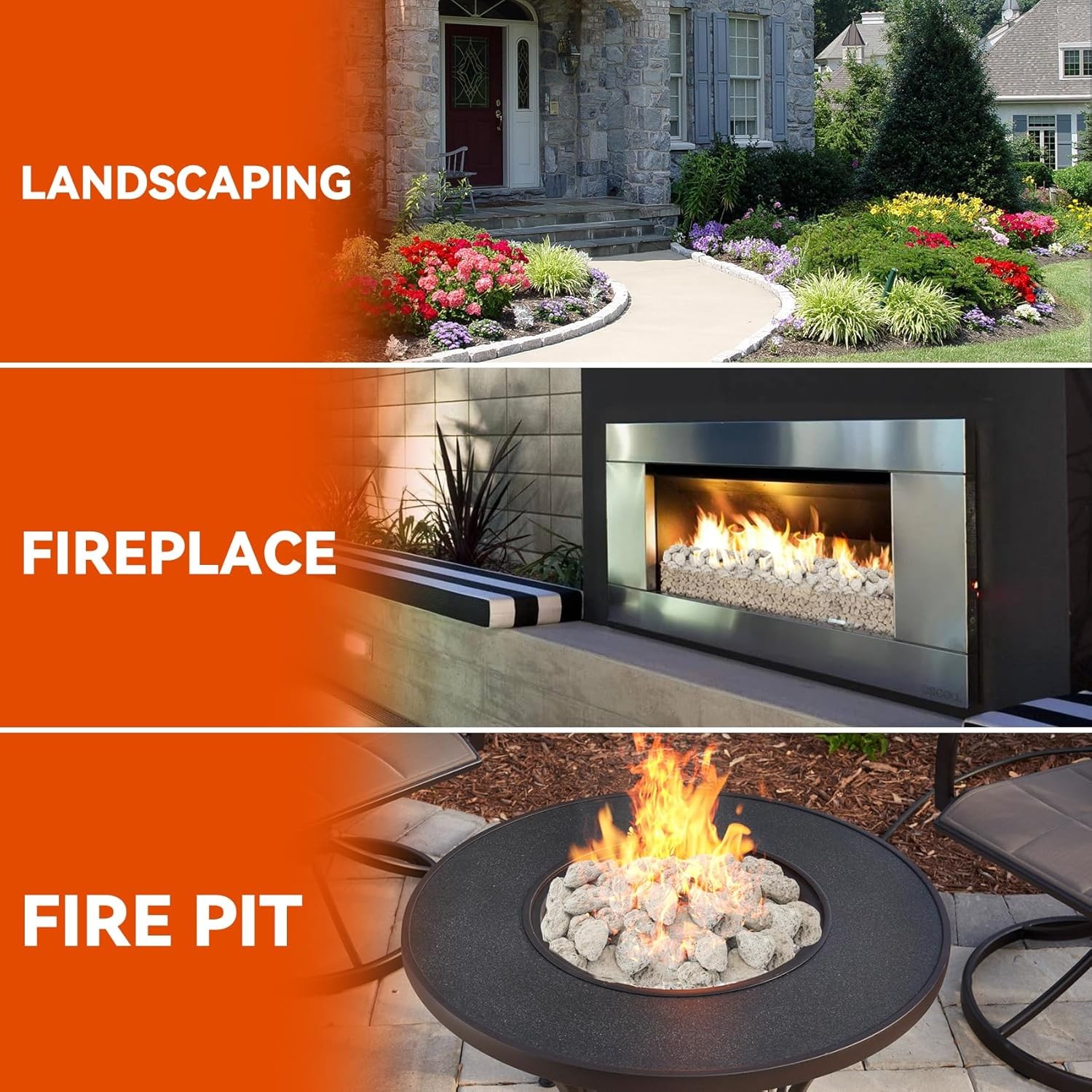 Skyflame 5LB Natural Volcanic Lava Rock, 3"-5" Fireproof and 3"-5" 