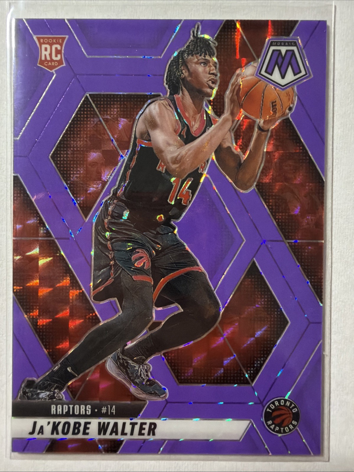 2024-25 Mosaic Ja'Kobe Walter Purple Fluorescent #234 033/249 RC Toronto Raptors