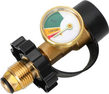 Adaptador de tanque de propano de 100 lb con medidor, convertidor POL a QCC1 para conexión tipo 1