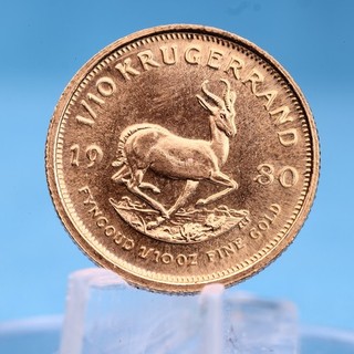 South Africa 1/10 Rand 1980 Krugerrand (2nd) 1/10 oz Gold XF