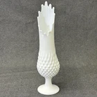Fenton Swung Hobnail Milk Glass Vase Vintage 13"
