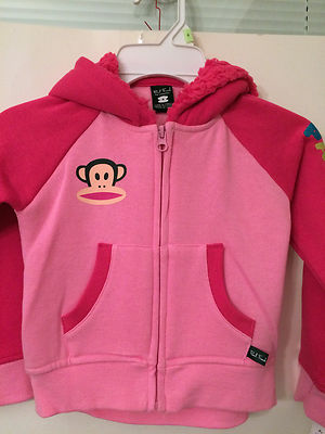 PAUL FRANK Pink Full Front Zipper Fleece Hoodie Girls Sz 4