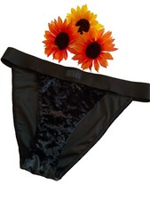 Victoria's Secret Black Velvet Panty Bikini Size M - NWT