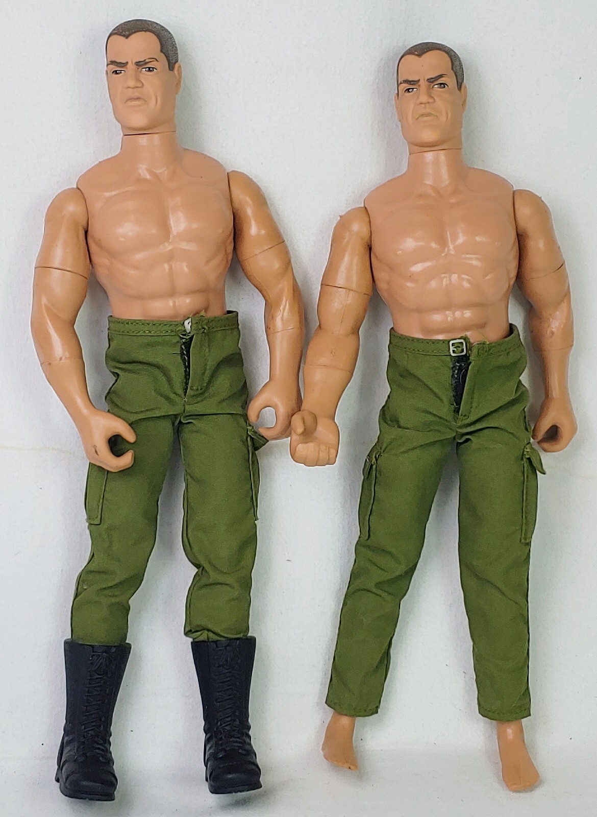  2 Vintage GI Joe Grunt Large Action Figure Doll Face Scar 1992 Army Camo C023A