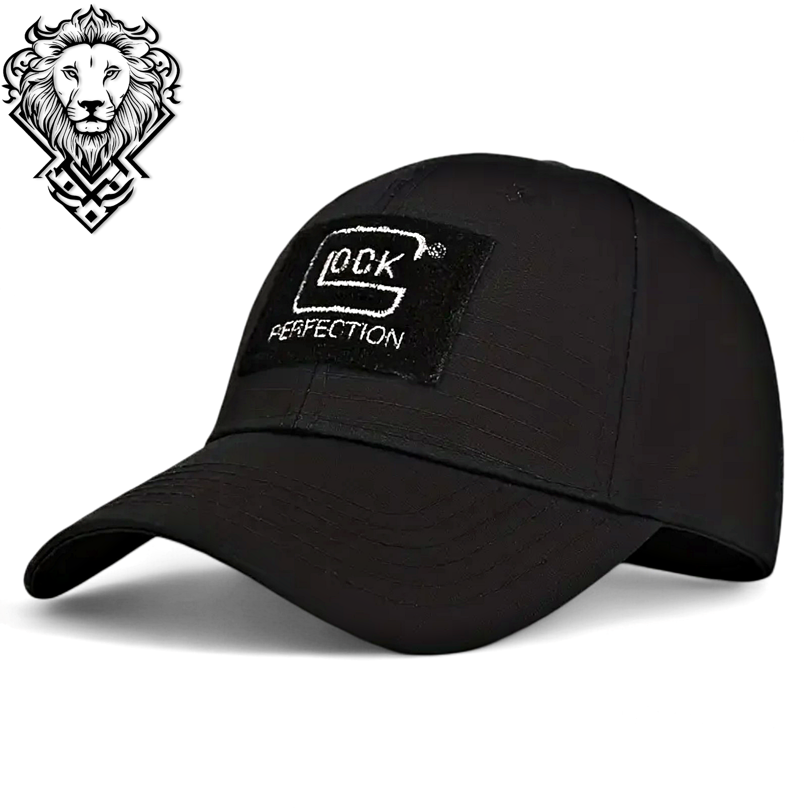 Embroidered Patch Adjustable Mens Hat Black Baseball Cap Unisex Casual Fashion