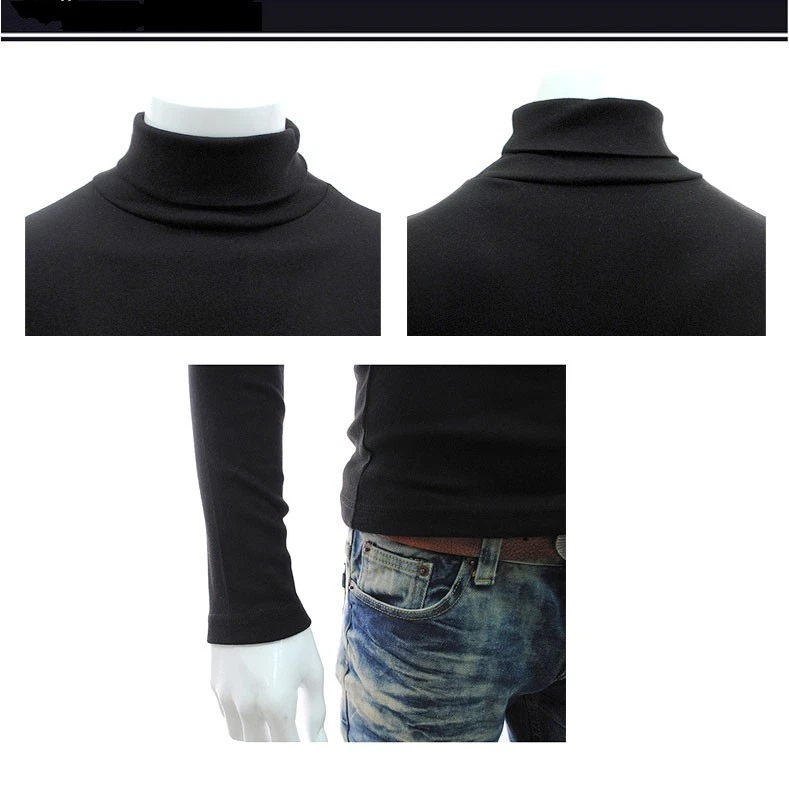 Genial Para Hombres Hombre Algodón Cuello Alto Camisas Pullover Jersey Suéter Cuello Alto Otoño Foto 4 de 4