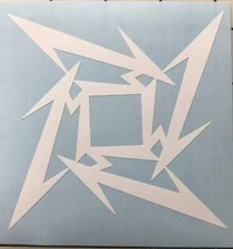 Set of 2 Metallica Logo 3.5"  White Vinyl Decal Sticker - Windows Car Truck 