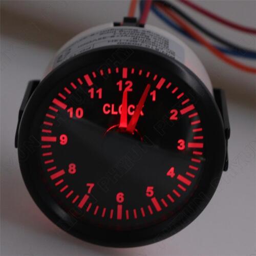 Car Boat 52mm/2 inch Clock Guage Red Backlight Instrument Hour Meters Waterproof - Picture 3 of 9