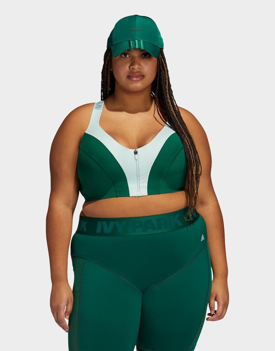 🔥 NWT Adidas x Ivy Park Medium Support Zip Bra (Plus Size) Size 4X Green  Tint