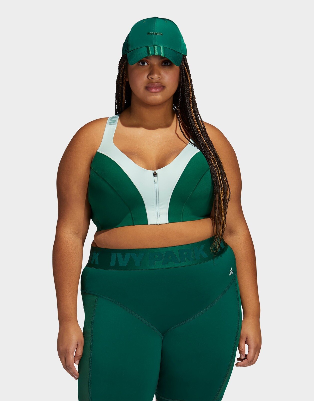 🔥 NWT Adidas x Ivy Park Medium Support Zip Bra (Plus Size) Size 4X Green Tint