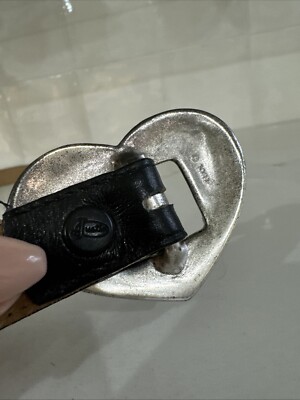 Justin y2k 90s Heart buckle Top Grain Cowhide Leather Belt 