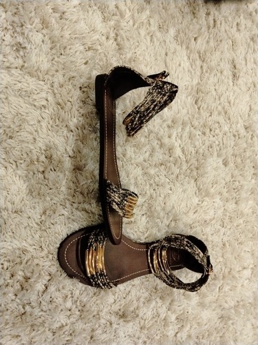 Tory Burch Size 8M Leather Sandals Toe & Ankle Straps excellent condition - Picture 2 of 6
