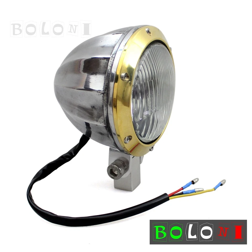 Motorcycle Brass 4" Headlight Lamp For Harley Bobber Chopper Sportster Custom — 第 4/4 张图片