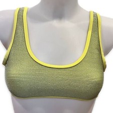 Missguided Lemon Crinkly Glitter V Back Bikini Top Size 6 - NWT