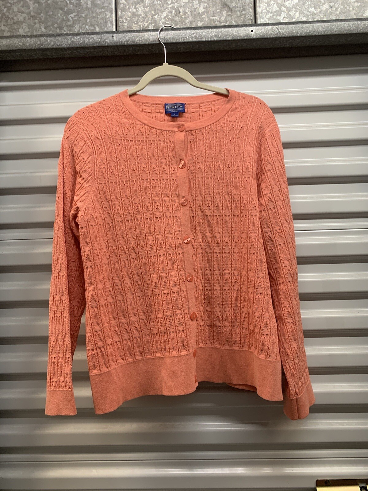 PENDLETON Melon Color Button Front Silk Blend Car… - image 1