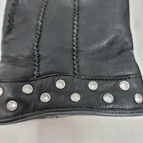 Guantes de motociclista Harley Davidson X-large de cuero negro con estrás para mujer - Imagen 3 de 10