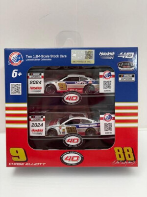 2024 CHASE ELLIOTT DALE EARNHARDT JR 2 CAR SET HMS 40TH DARLINGTON  1/64 CARS