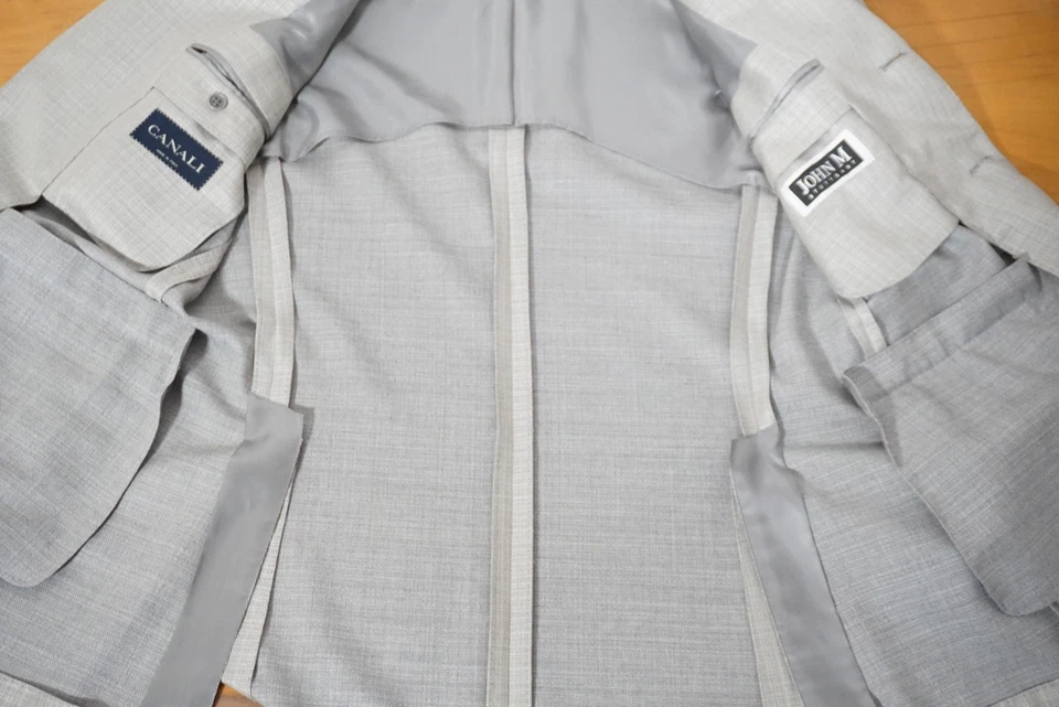 Canali Italy Herren Luxus Sakko Jacket Gr. 48 R Wolle-Seide grau AL 23320/00 - Bild 4 von 4
