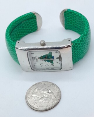Women Christmas Tree Geneva Watch Green Bangle Band Silver  display picture 2