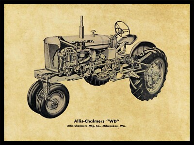 Allis Chalmers Tractors NEW Metal Sign: AC Model WD Schematic Cutaway View