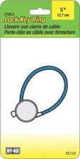 NEW HY-KO KC124 5" NYLON COATED CABLE LOCK KEY RING 6711139