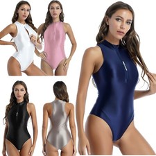 Women's Bodysuit Bathing Leotard Solid Color Rompers Spandex Unitard Club Rave