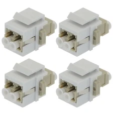 4 PCS LC/UPC Duplex Multi Mode Fiber Optical Coupler Keystone Jack Snap-in Ivory
