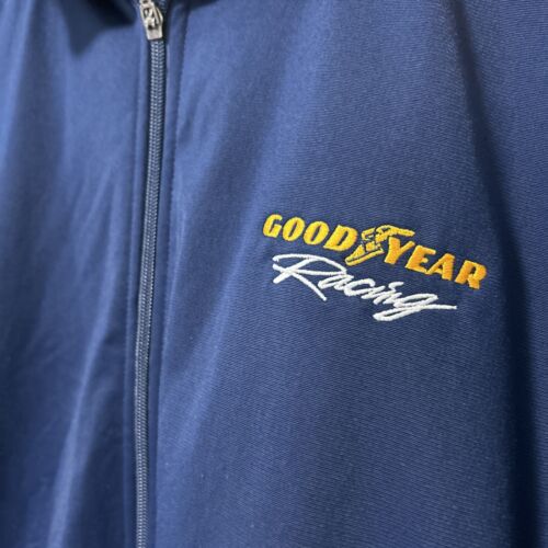 Chaqueta cortavientos retro para hombre L Goodyear suave acogedora azul amarillo Augusta ropa deportiva - Imagen 2 de 14