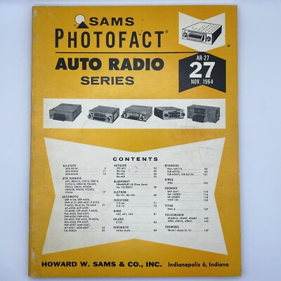 #ad Sams Photofact Auto Radio Series Vol 27 November 1964 AR 27 Automatic Blaupunkt $9.95