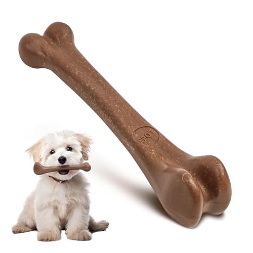 Bone Shape Dog Chew Toy for Aggressive Chewers Dog Teething, Bacon Flavor - Picture 1 of 8