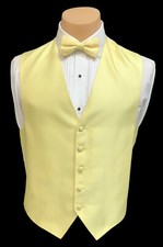 Men's Yellow Tuxedo Vest  Bow Tie Groom Formal Cruise Wedding Prom Cheap Vest