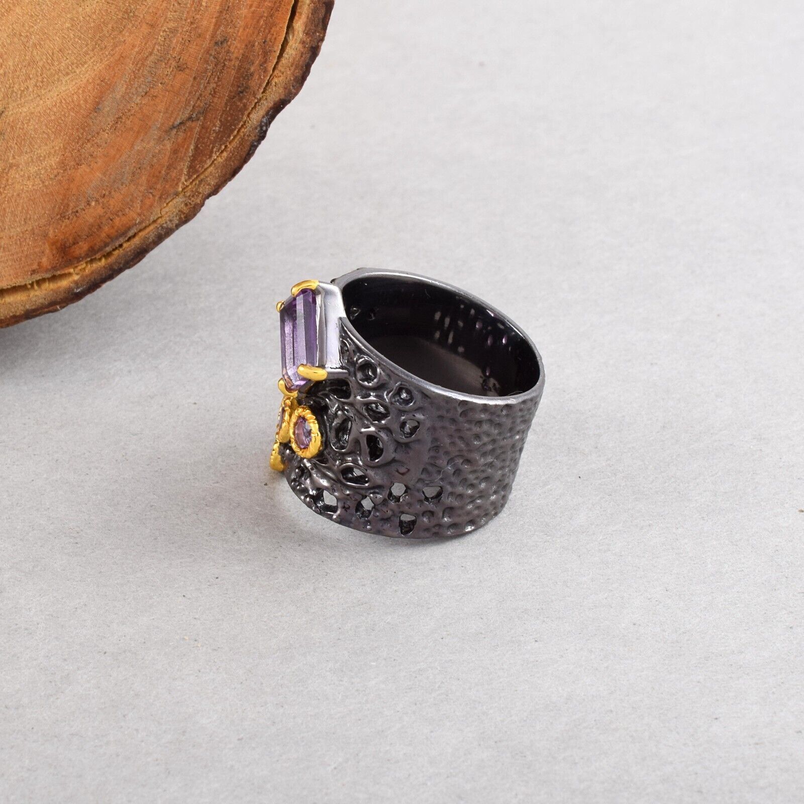 Bague Cocktail REMINISCENCE Argent Massif Et Améthyste - Taille 52 - État Excellent - Vintage Français