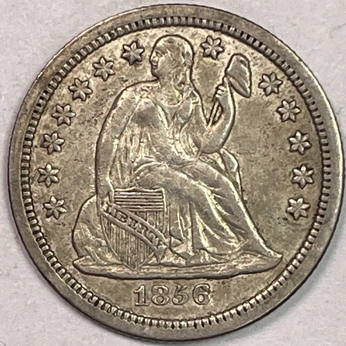 1856 Small Date Seated Liberty Silver Dime Almost Uncirculated AU Coin #15865