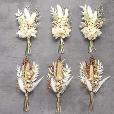 Mini dried flower bouquet set 6 pcs men's corsage party dinner plate decorati...
