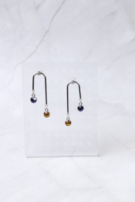 Pendientes Diamantes Imitación Aretes Largos Media Luna Acero Inoxidable 