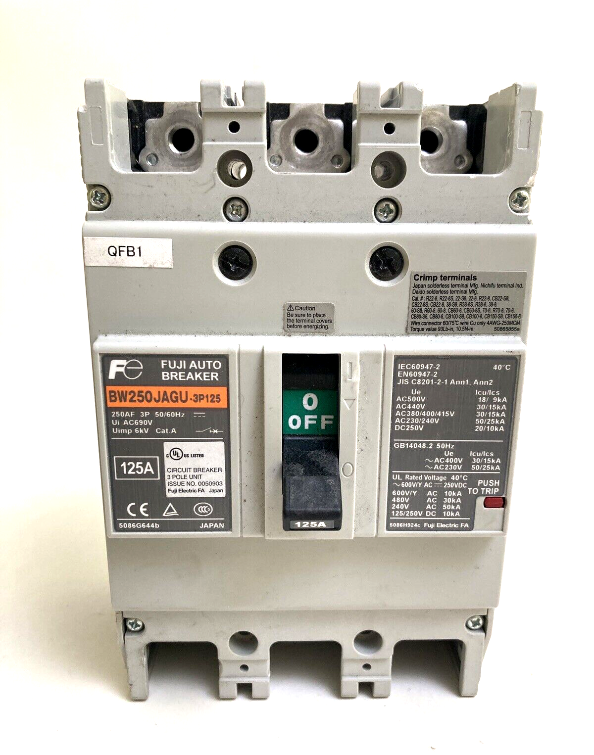 FUJI ELECTRIC BW250JAGU-3P125 / BW250JAGU3P125 (NEW TAKE OUT) FAST SHIPPING!