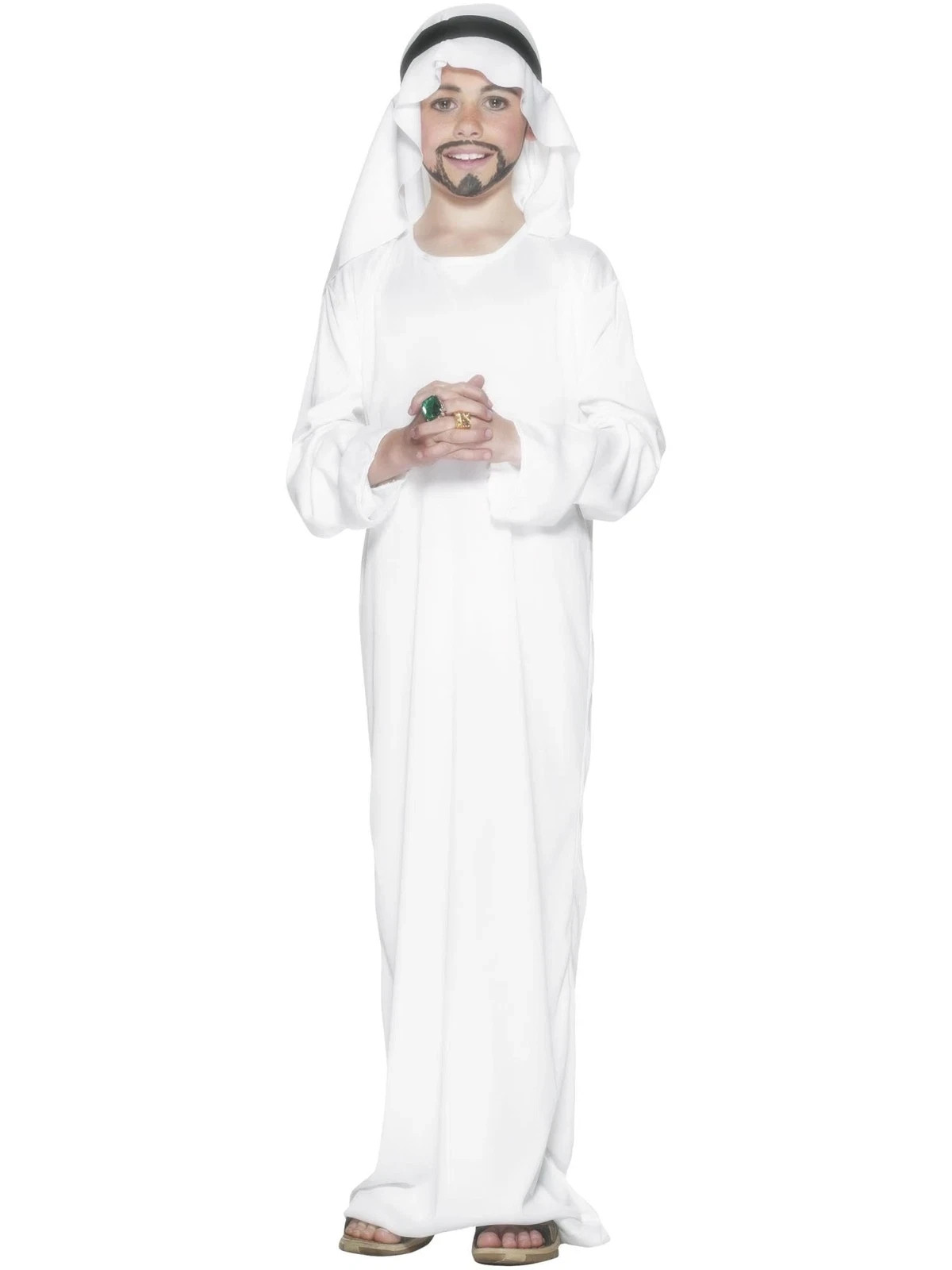 Smiffys Arabian Costume Kids Large 10 12 Years White Robe Headpiece Fancy Dress