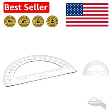 High-Precision 6-Inch Plastic Protractor with Open Center and Clear Design