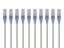 SlimRun Cat6A Ethernet Patch Cable Network RJ45 Stranded UTP 30AWG 5ft Gray 10pk